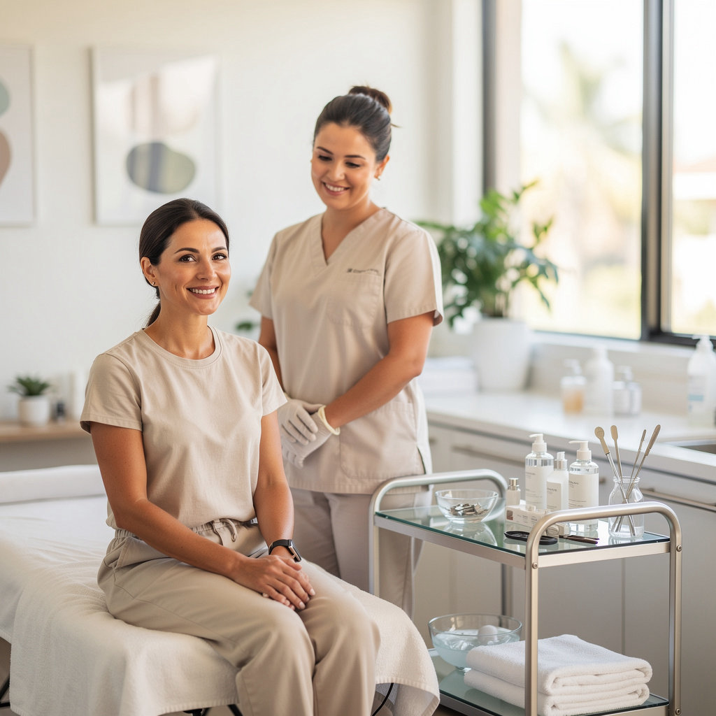 Amy's Skin Care professional providing a personalized facial treatment in Santa Barbara